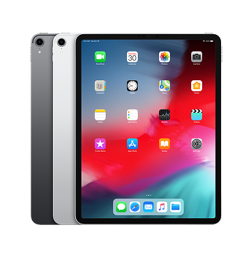 Ipad Pro tablet with colorful screen on white background